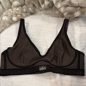 ALO Yoga Brown Seamless Scoop Bralette with Contrast Trim